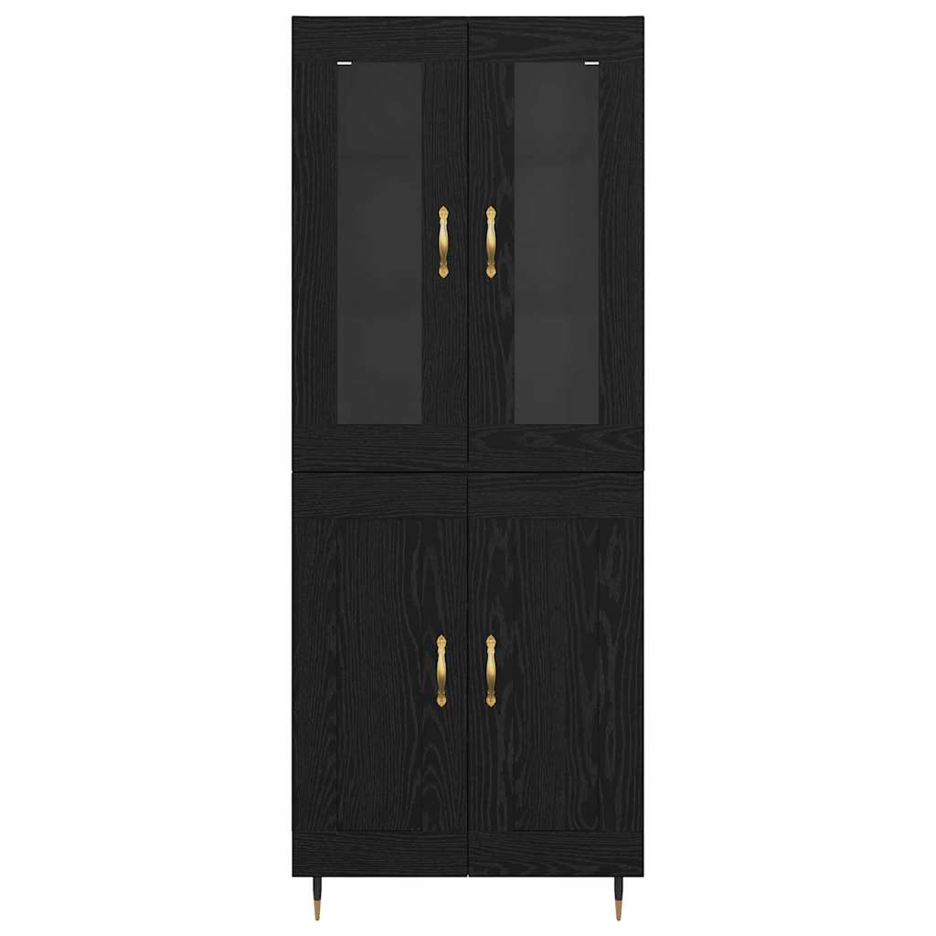 Credenza 2 pz-Set di 2 Buffet-Armadio da cucina Rovere Nero 69,5 x 34 x 180 cm Legno multistrato 125399