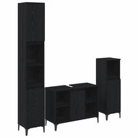 Set di mobili per il bagno 3 pcs Rovere nero Legno multistrato 3416170