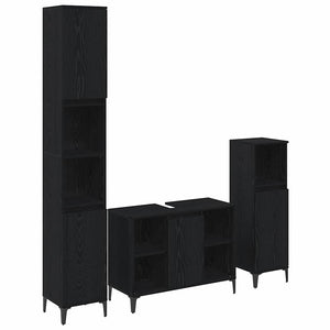 Set di mobili per il bagno 3 pcs Rovere nero Legno multistrato 3416170