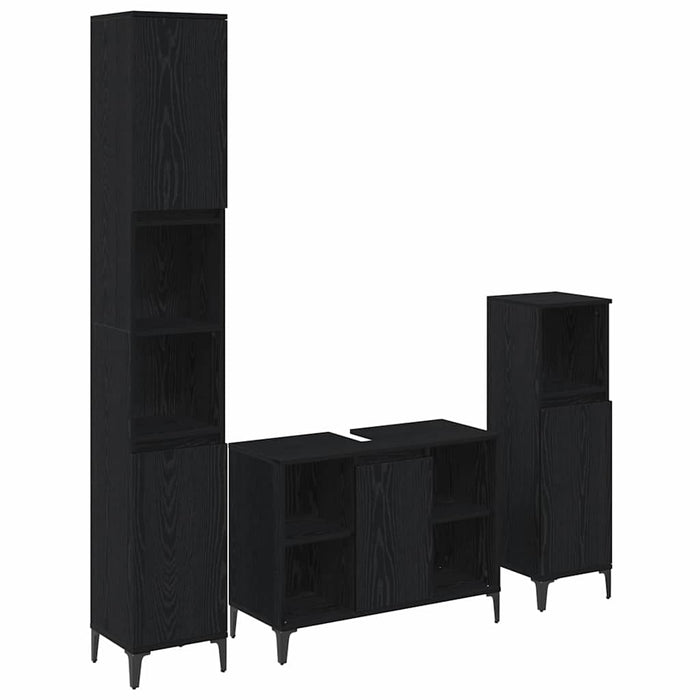 Set di mobili per il bagno 3 pcs Rovere nero Legno multistrato 3416170