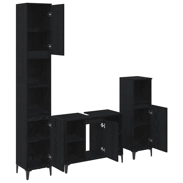 Set di mobili per il bagno 3 pcs Rovere nero Legno multistrato 3416170