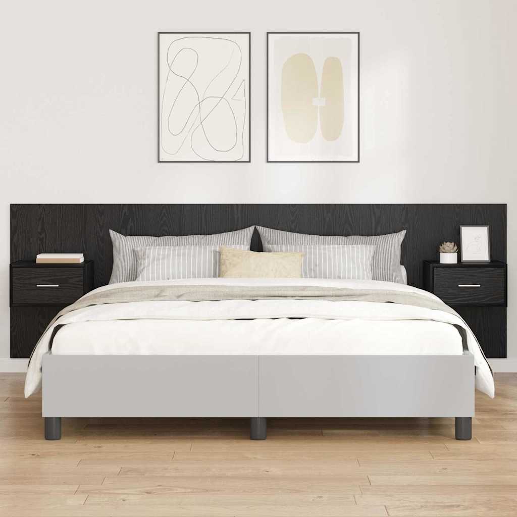 Testata del letto con armadietti con cassetto 3 pcs Rovere Nero 3416194