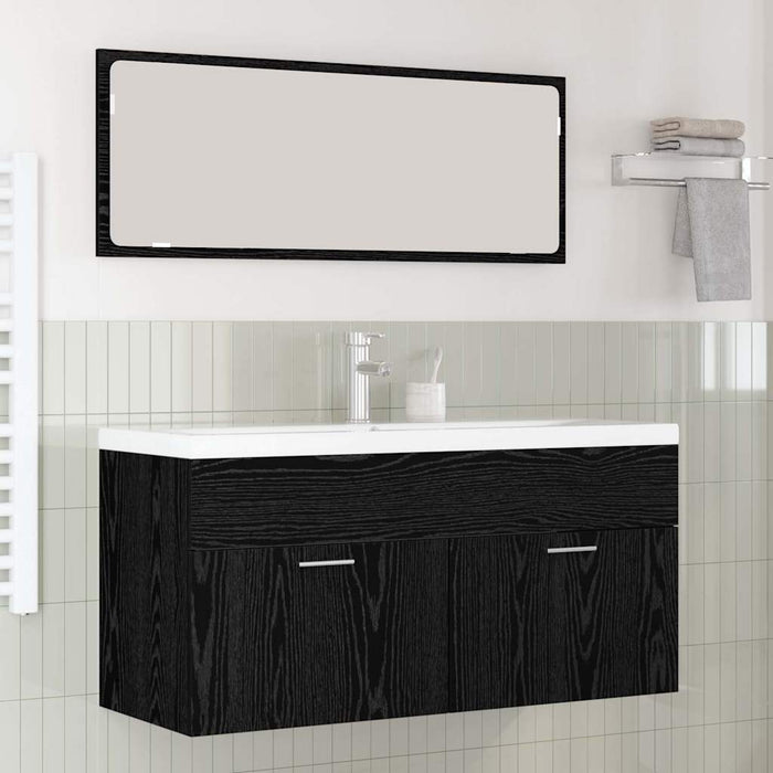 Mobile da Bagno con cassetto Rovere Nero 100 x 38,5 x 46 cm 3416196