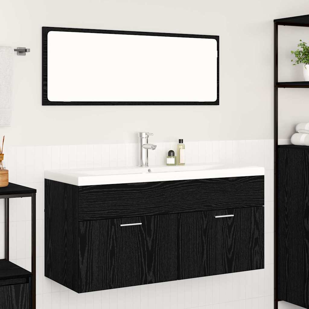 Mobile da Bagno con cassetto Rovere Nero 100 x 38,5 x 46 cm 3416196