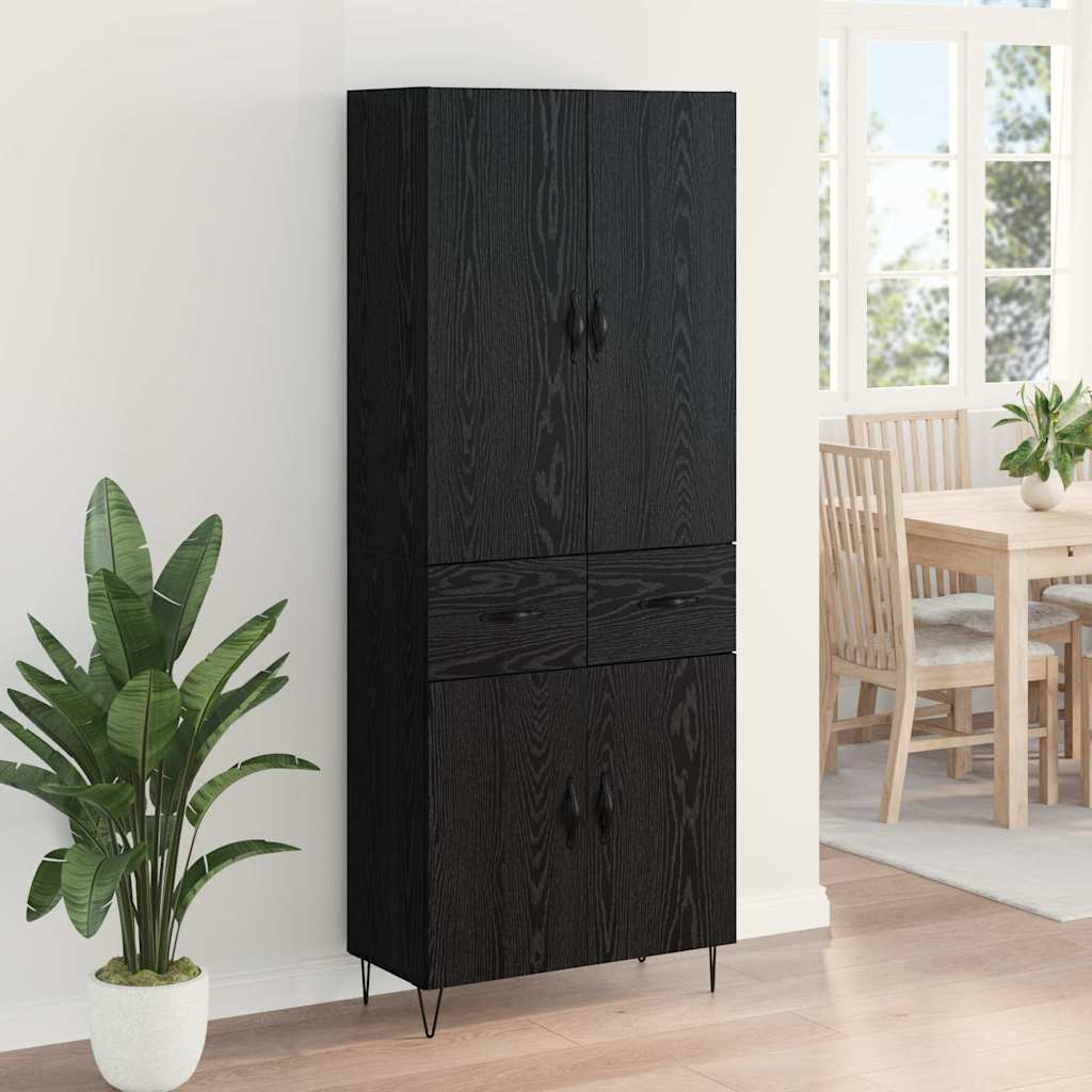 Credenza Montaggio a parete 2 pcs Rovere Nero Legno multistrato 3416197