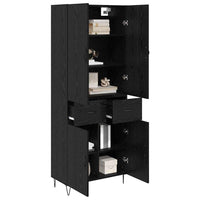 Credenza 2 pz-Set di 2 Buffet-Armadio da cucina Rovere Nero Legno ingegnerizzato e vetro 688644