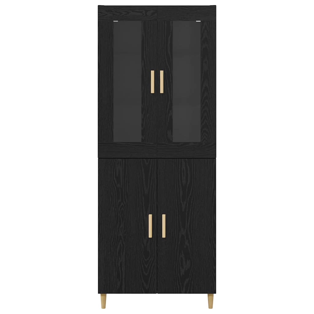Credenza Montaggio a parete 2 pcs Rovere Nero Legno multistrato 3416199