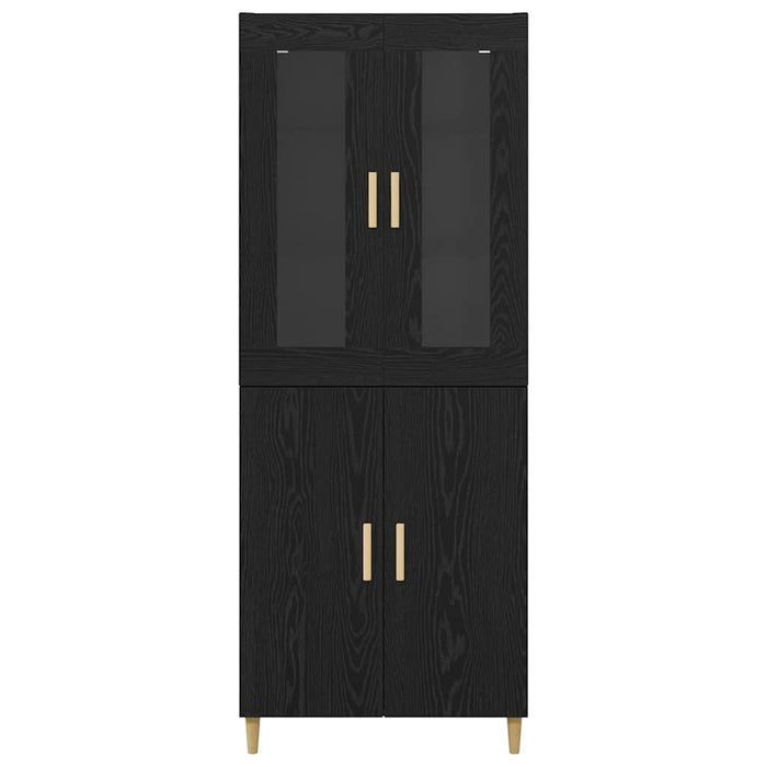 Credenza Montaggio a parete 2 pcs Rovere Nero Legno multistrato 3416199