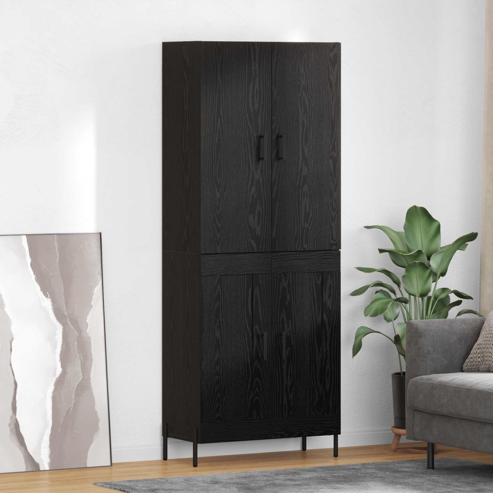 Credenza Rovere Nero 69,5 x 34 x 180 cm Legno multistrato 3416204