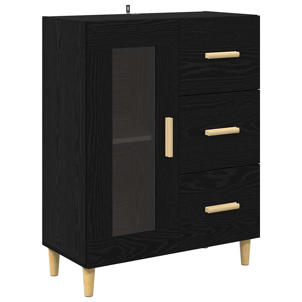 Credenza 2 pz-Set di 2 Buffet-Armadio da cucina Rovere Nero 69,5 x 34 x 180 cm Legno multistrato 978889