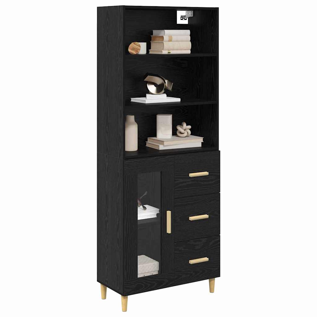 Credenza 2 pz-Set di 2 Buffet-Armadio da cucina Rovere Nero 69,5 x 34 x 180 cm Legno multistrato 978889