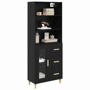 Credenza 2 pz-Set di 2 Buffet-Armadio da cucina Rovere Nero 69,5 x 34 x 180 cm Legno multistrato 978889