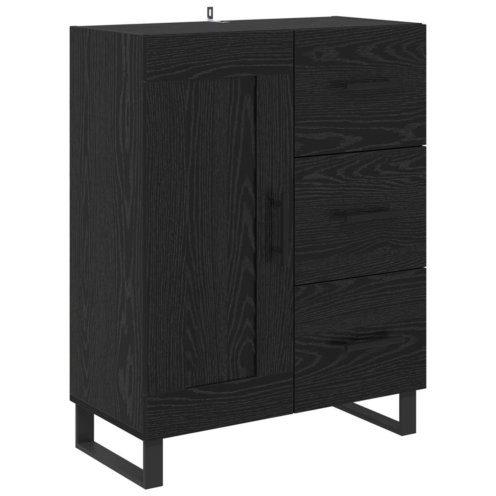 Credenza 2 pz-Set di 2 Buffet-Armadio da cucina Rovere Nero Legno Stratificato e Vetro 821439