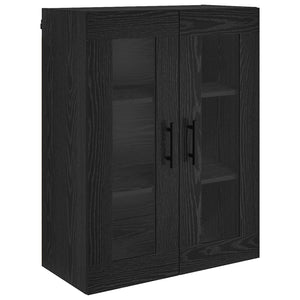Credenza 2 pz-Set di 2 Buffet-Armadio da cucina Rovere Nero Legno Stratificato e Vetro 821439