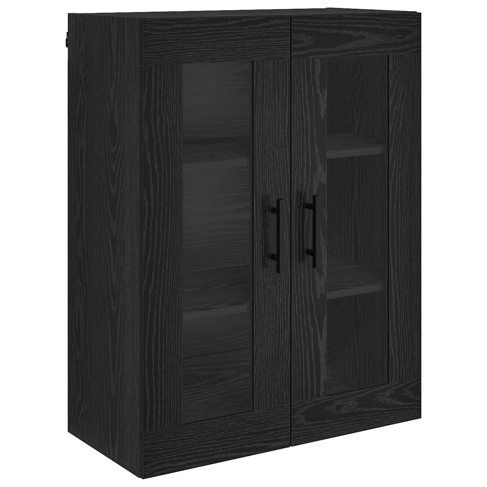 Credenza 2 pz-Set di 2 Buffet-Armadio da cucina Rovere Nero Legno Stratificato e Vetro 405972