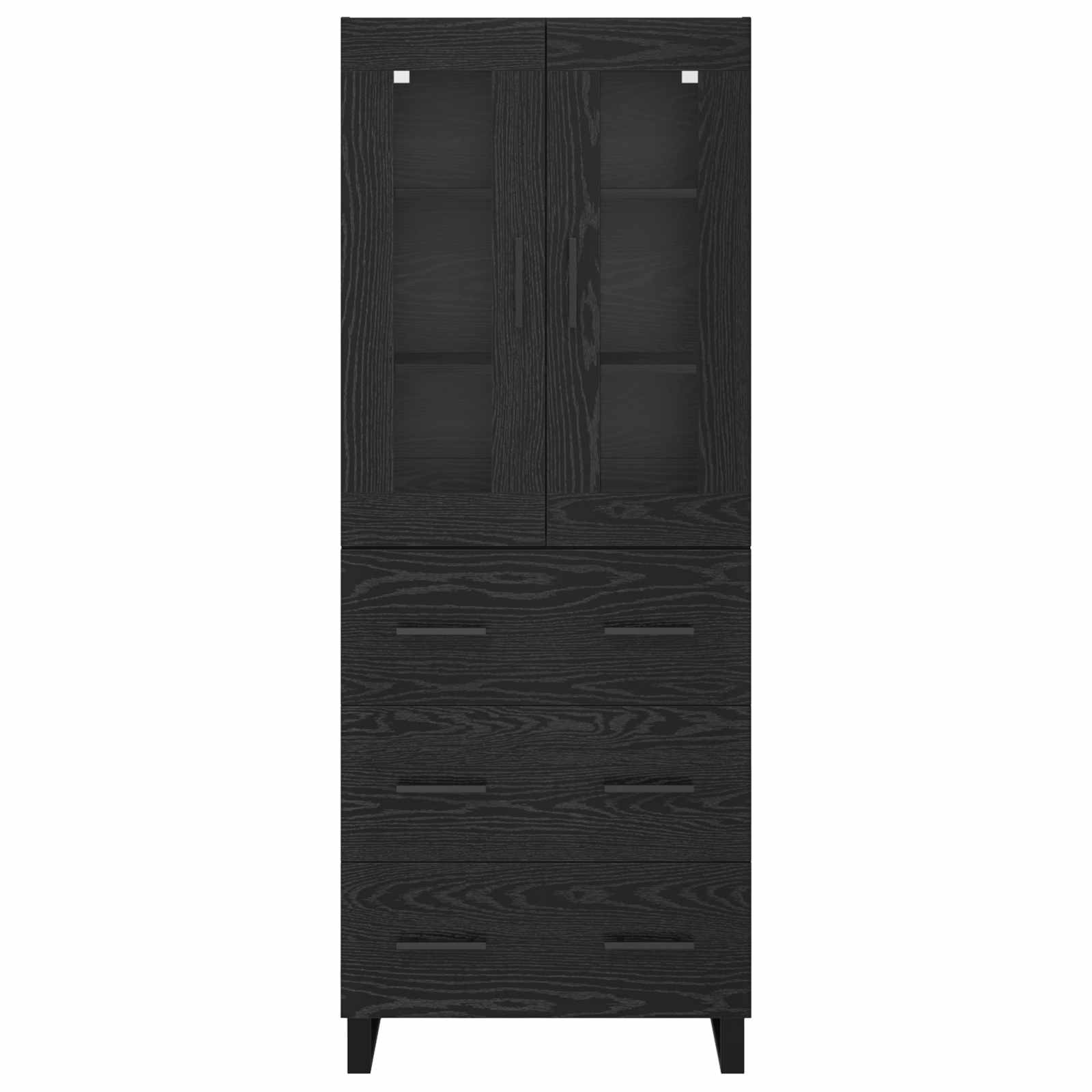 Credenza 2 pz-Set di 2 Buffet-Armadio da cucina Rovere Nero Legno Stratificato e Vetro 405972