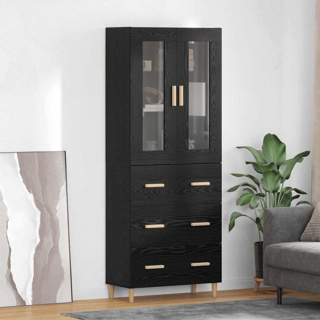 Credenza Montaggio a parete 2 pcs Rovere Nero Legno multistrato 3416227