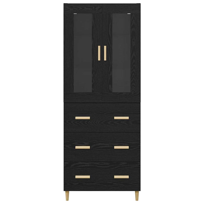 Credenza Montaggio a parete 2 pcs Rovere Nero Legno multistrato 3416227