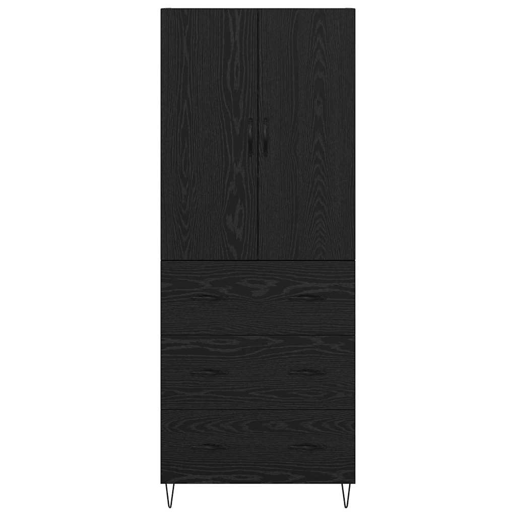 Credenza Montaggio a parete 2 pcs Rovere Nero Legno multistrato 3416232