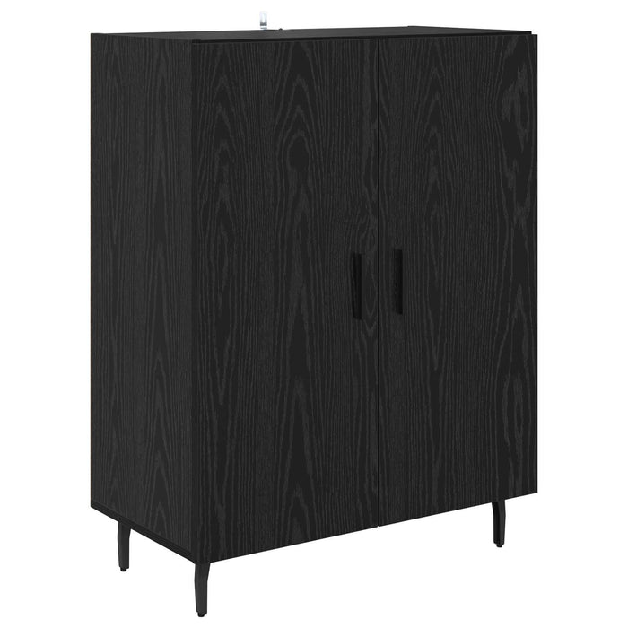 Credenza 2 pz-Set di 2 Buffet-Armadio da cucina Rovere Nero Legno Stratificato e Vetro 130857