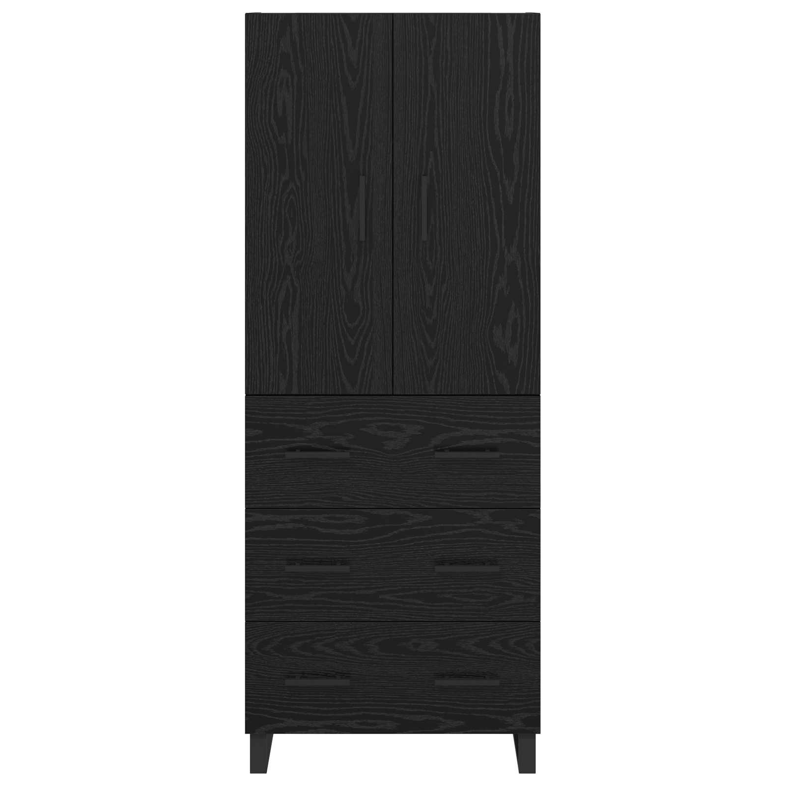 Credenza 2 pcs Rovere Nero Legno Stratificato e Vetro 3416239