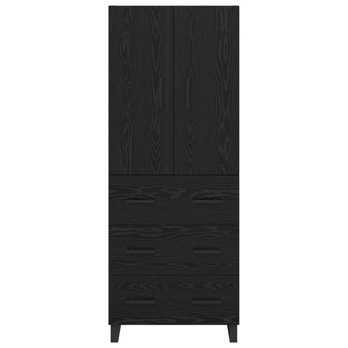 Credenza 2 pcs Rovere Nero Legno Stratificato e Vetro 3416239