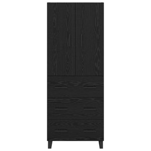 Credenza 2 pz-Set di 2 Buffet-Armadio da cucina Rovere Nero Legno Stratificato e Vetro 203496