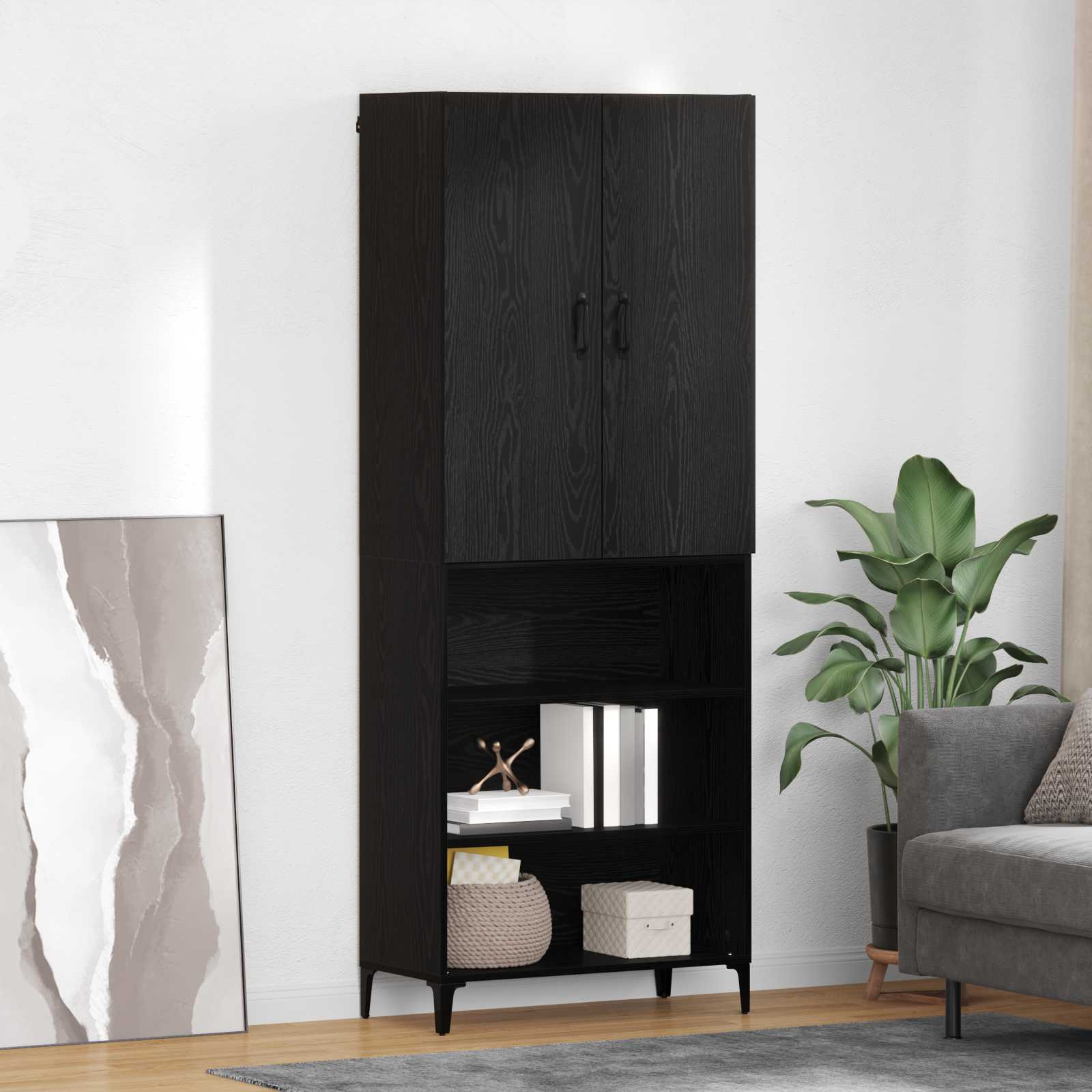 Credenza Rovere Nero 69,5 x 34 x 180 cm Legno multistrato 3416244