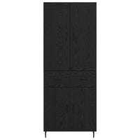 Credenza 2 pz-Set di 2 Buffet-Armadio da cucina Rovere Nero Legno Stratificato e Vetro 695079