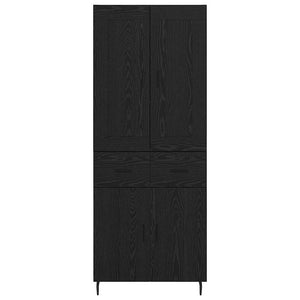 Credenza 2 pz-Set di 2 Buffet-Armadio da cucina Rovere Nero Legno Stratificato e Vetro 695079