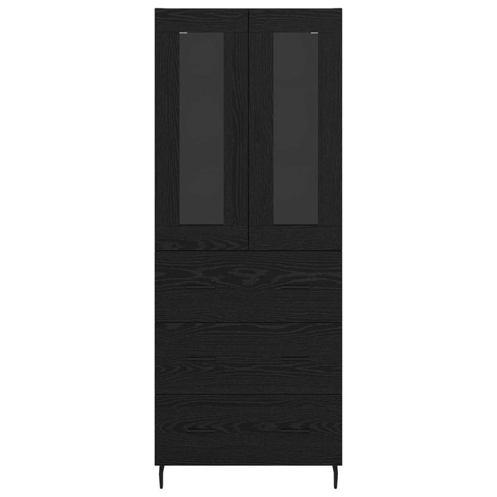 Credenza 2 pz-Set di 2 Buffet-Armadio da cucina Rovere Nero Legno Stratificato e Vetro 186382