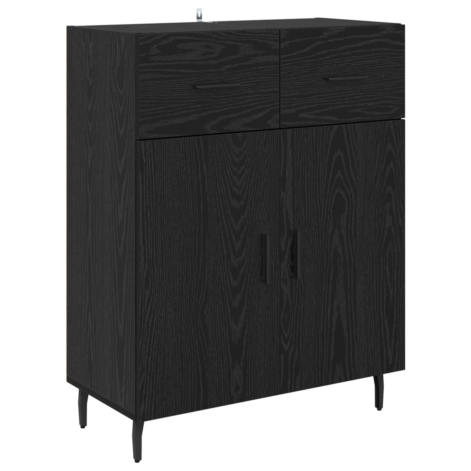 Credenza 2 pz-Set di 2 Buffet-Armadio da cucina Rovere Nero Legno Stratificato e Vetro 676030