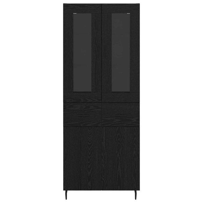 Credenza 2 pz-Set di 2 Buffet-Armadio da cucina Rovere Nero Legno Stratificato e Vetro 676030