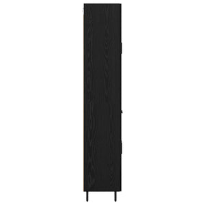 Credenza 2 pz-Set di 2 Buffet-Armadio da cucina Rovere Nero Legno Stratificato e Vetro 676030