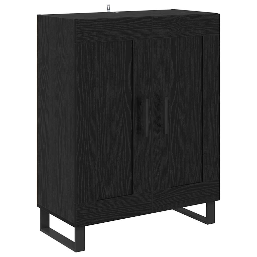 Credenza 2 pz-Set di 2 Buffet-Armadio da cucina Rovere Nero Legno Stratificato e Vetro 249039