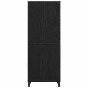 Credenza 2 pz-Set di 2 Buffet-Armadio da cucina Rovere Nero Legno Stratificato e Vetro 249039