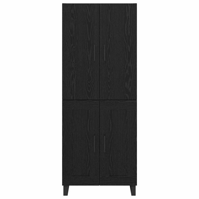Credenza 2 pz-Set di 2 Buffet-Armadio da cucina Rovere Nero Legno Stratificato e Vetro 249039