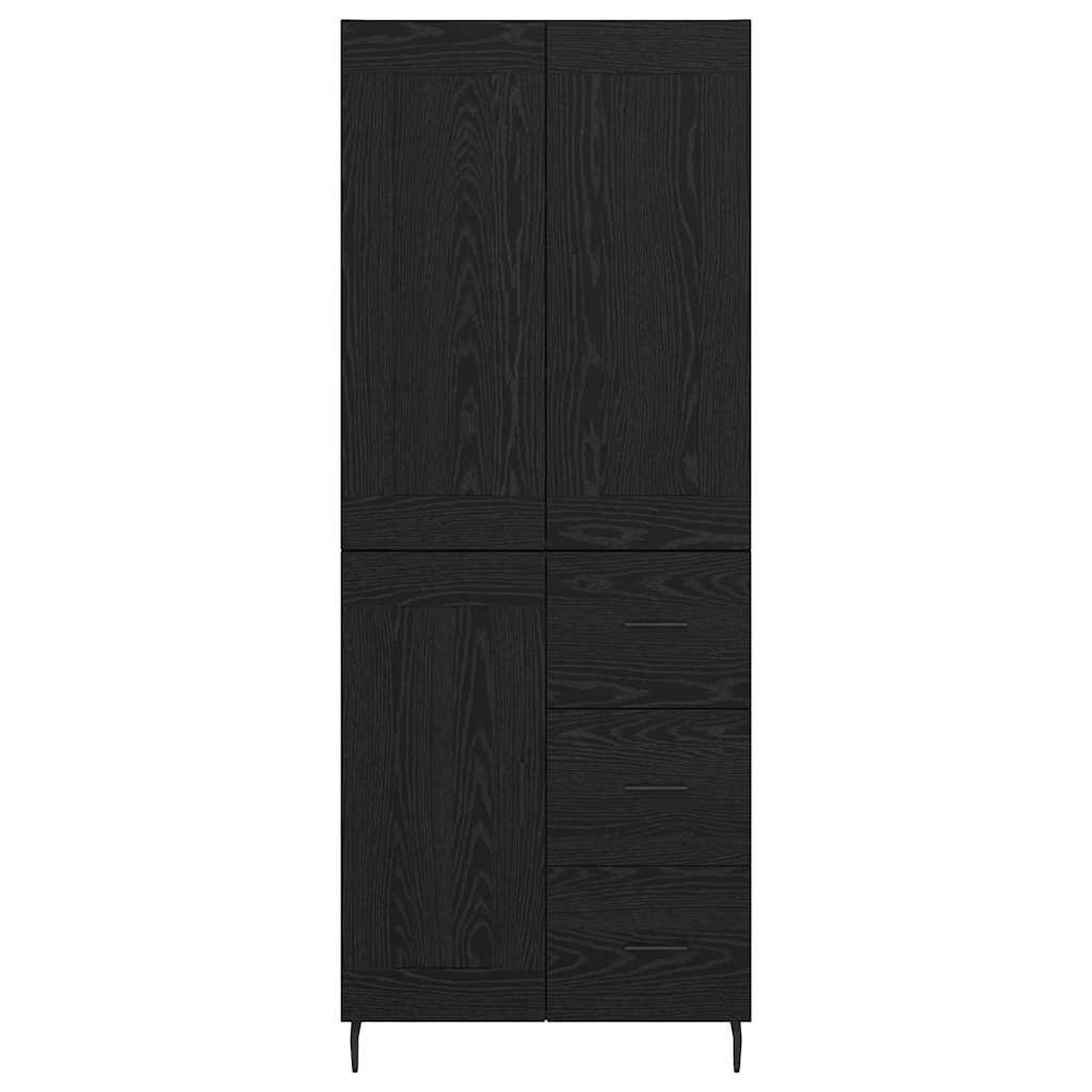 Credenza 2 pz-Set di 2 Buffet-Armadio da cucina Rovere Nero Legno Stratificato e Vetro 391708