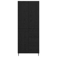 Credenza 2 pz-Set di 2 Buffet-Armadio da cucina Rovere Nero Legno Stratificato e Vetro 391708