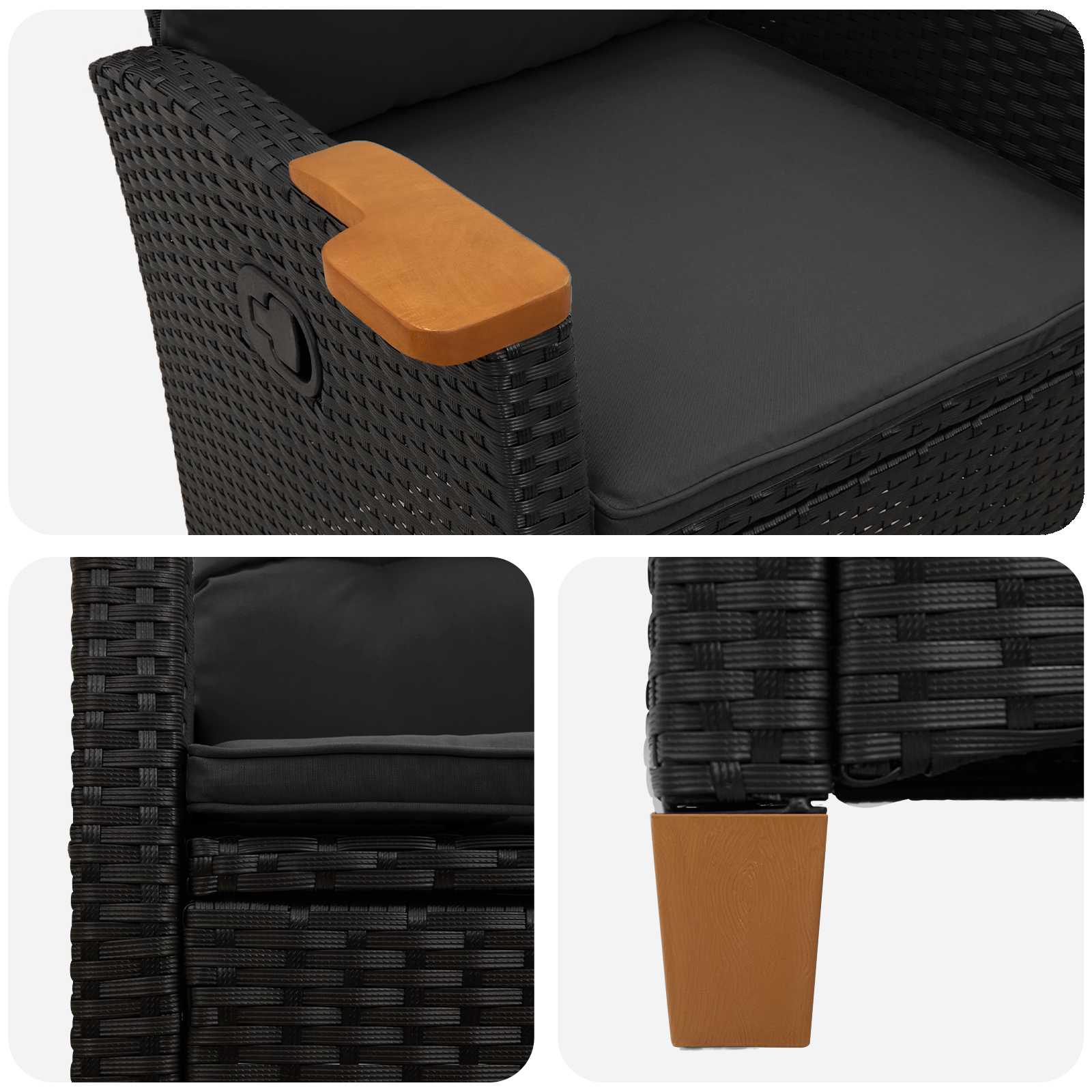 Poltrona reclinabile con tavolino Nero 62 x 64 x 112 cm