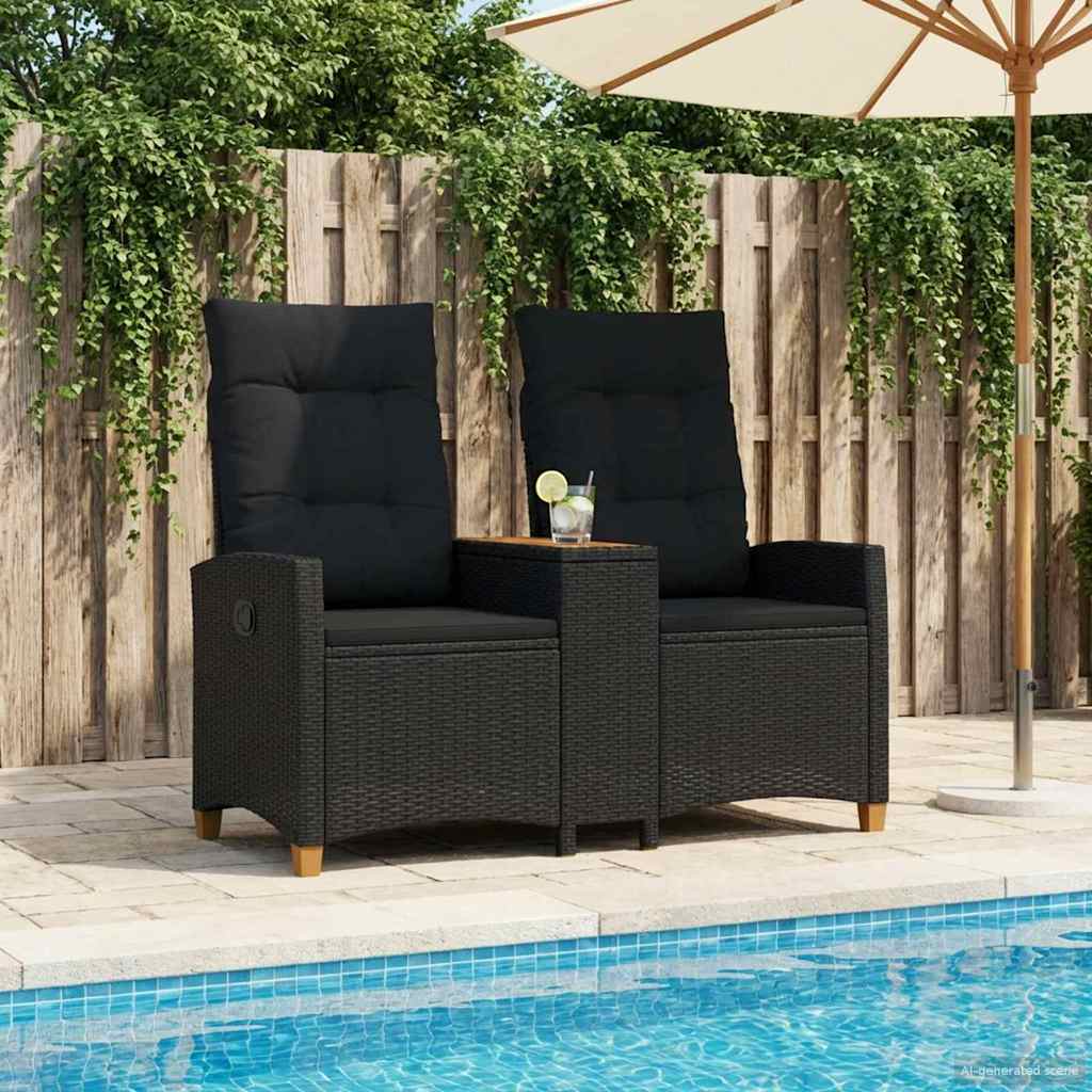 Panchina reclinabile con tavolo Nero 126 x 65 x 112 cm 42026812
