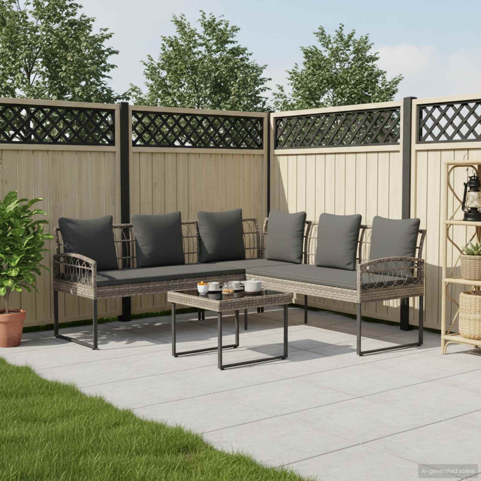 Set di Divano da Giardino con cuscino 2 pcs Grigio
