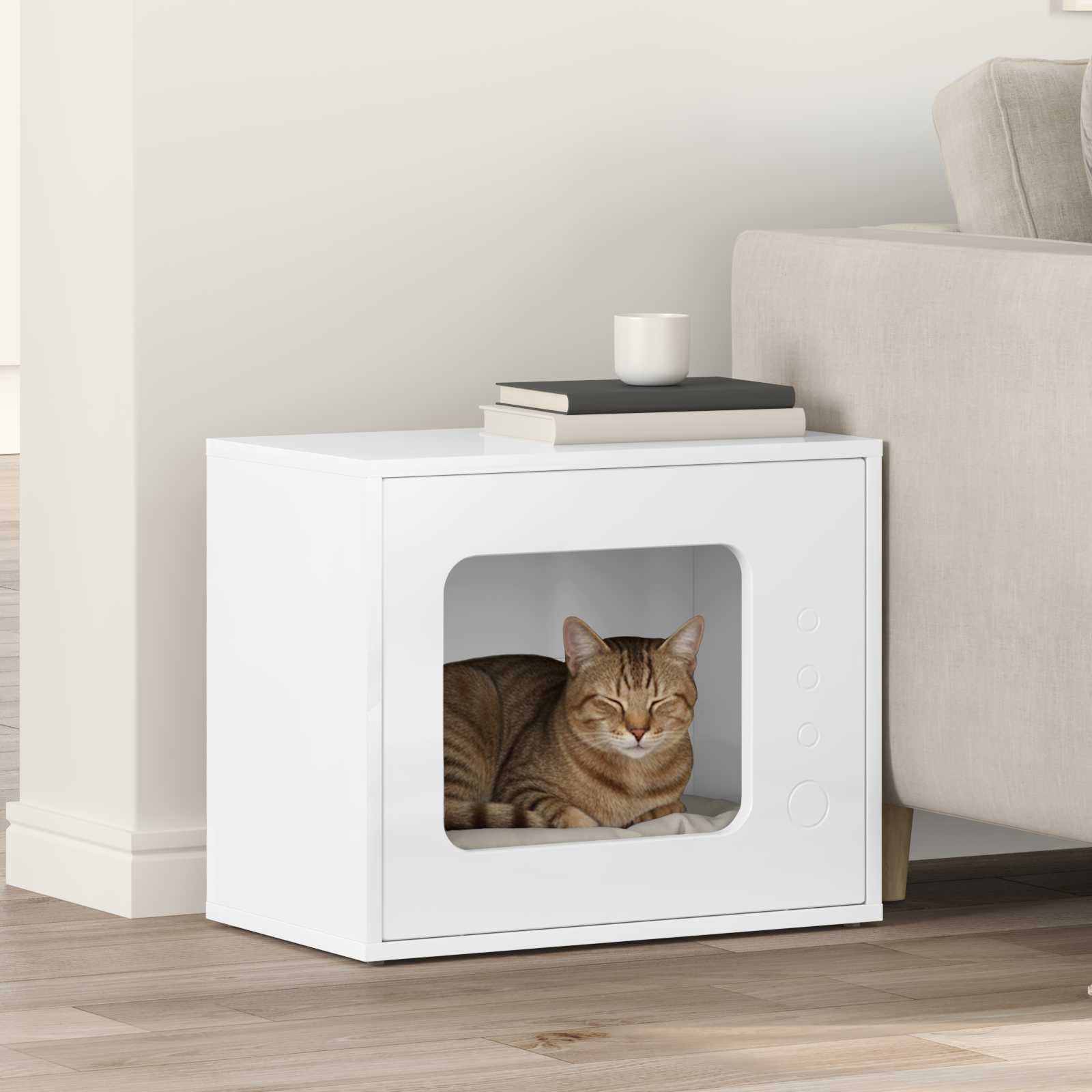 Casa per Gatti Bianco Lucido 51 x 30 x 42,5 cm 8000648