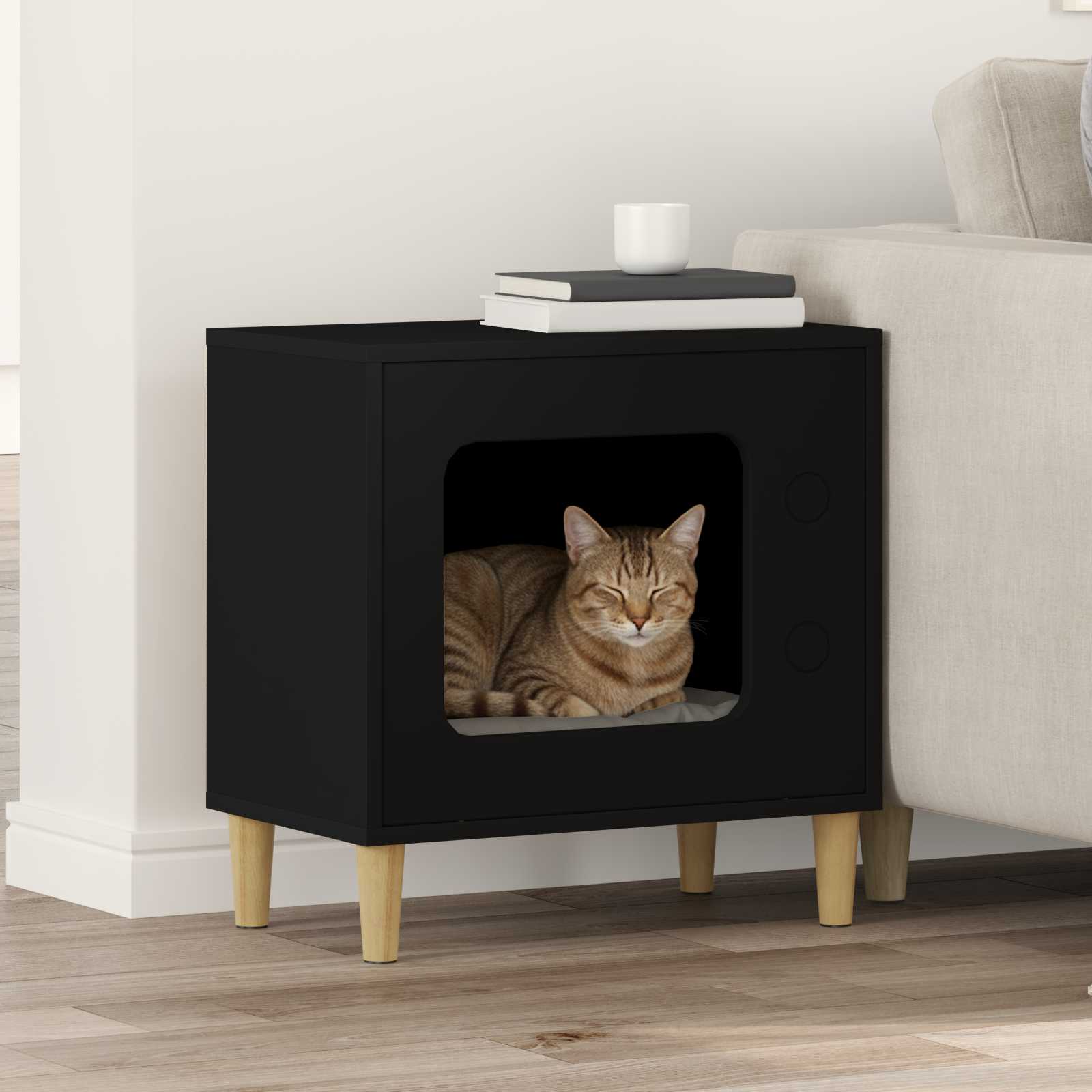 Casa per Gatti Nero 51 x 30 x 52 cm Legno multistrato 8000654