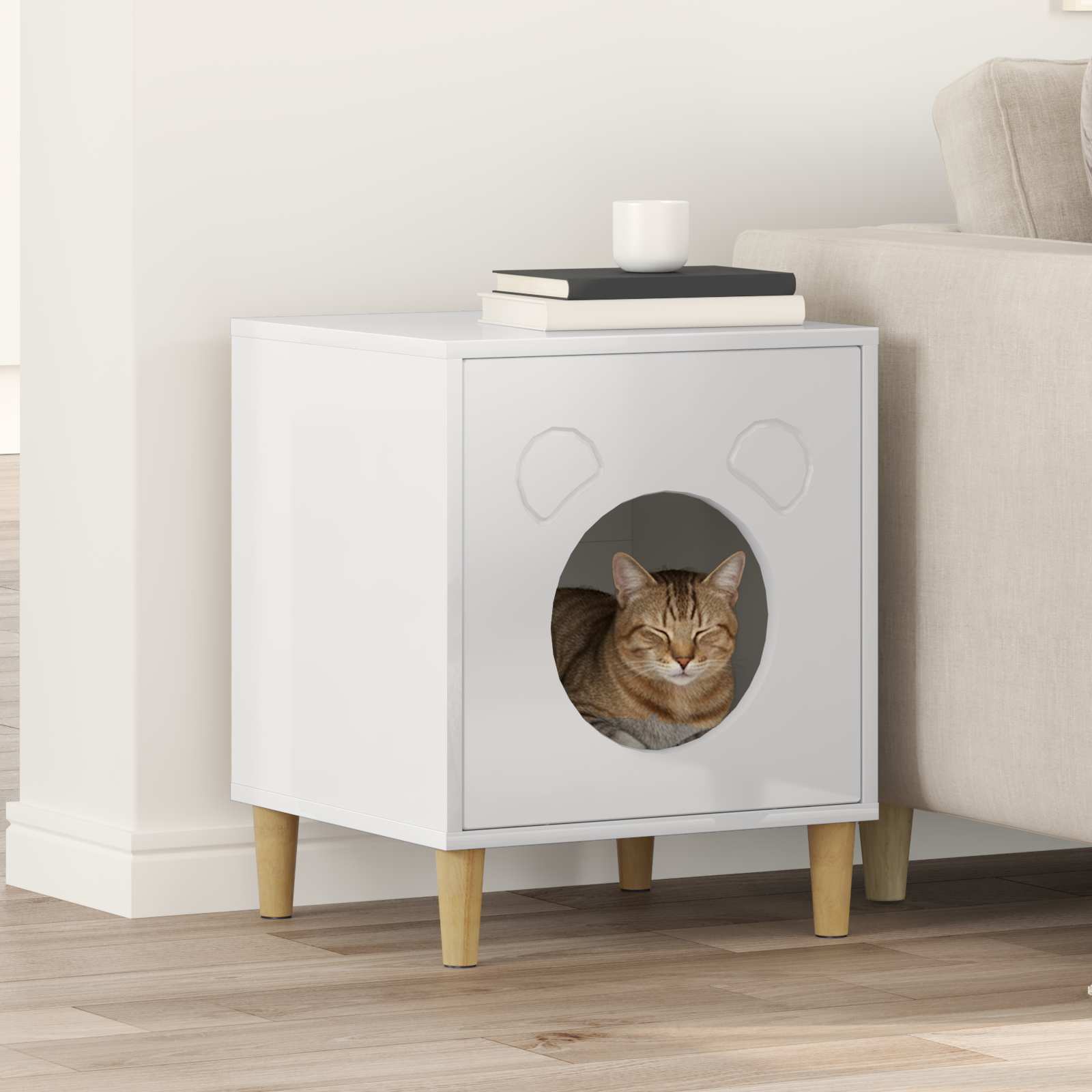 Casa per Gatti Bianco Lucido 42,5 x 40 x 52,5 cm 8000675