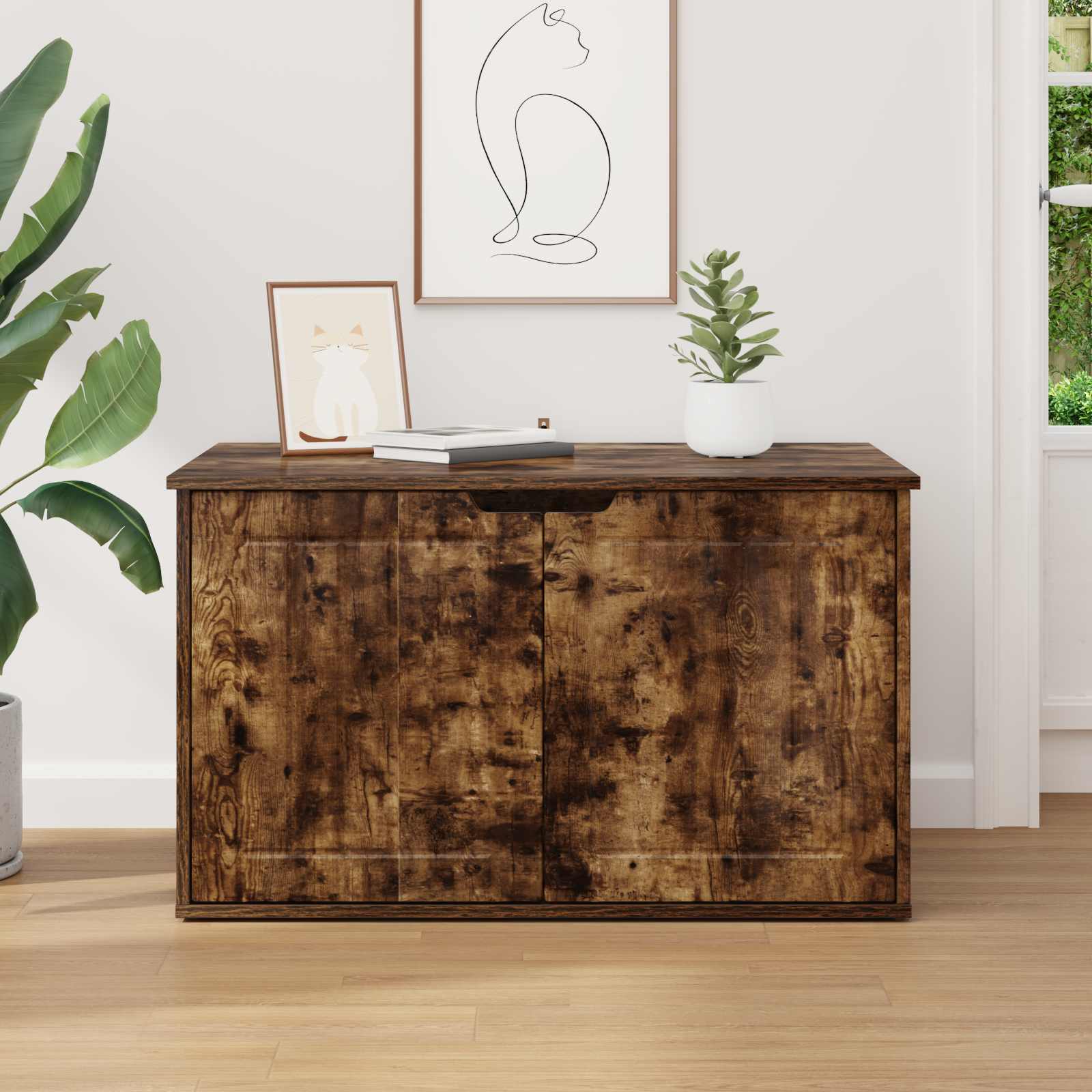 Casa per Gatti Rovere fumé 85 x 55 x 53,5 cm Legno multistrato 8000721