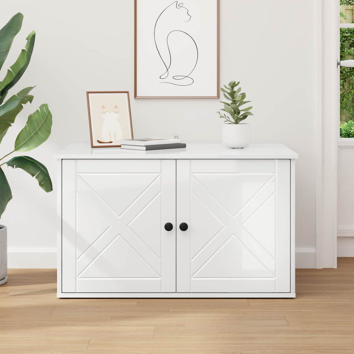 Casa per Gatti Bianco Lucido 85 x 55 x 50 cm Legno multistrato 8000729