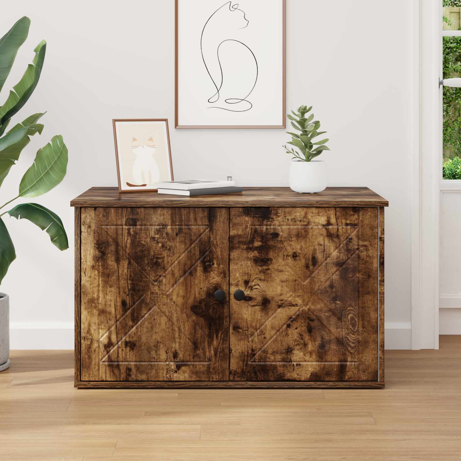 Casa per Gatti Rovere fumé 85 x 55 x 50 cm Legno multistrato 8000730