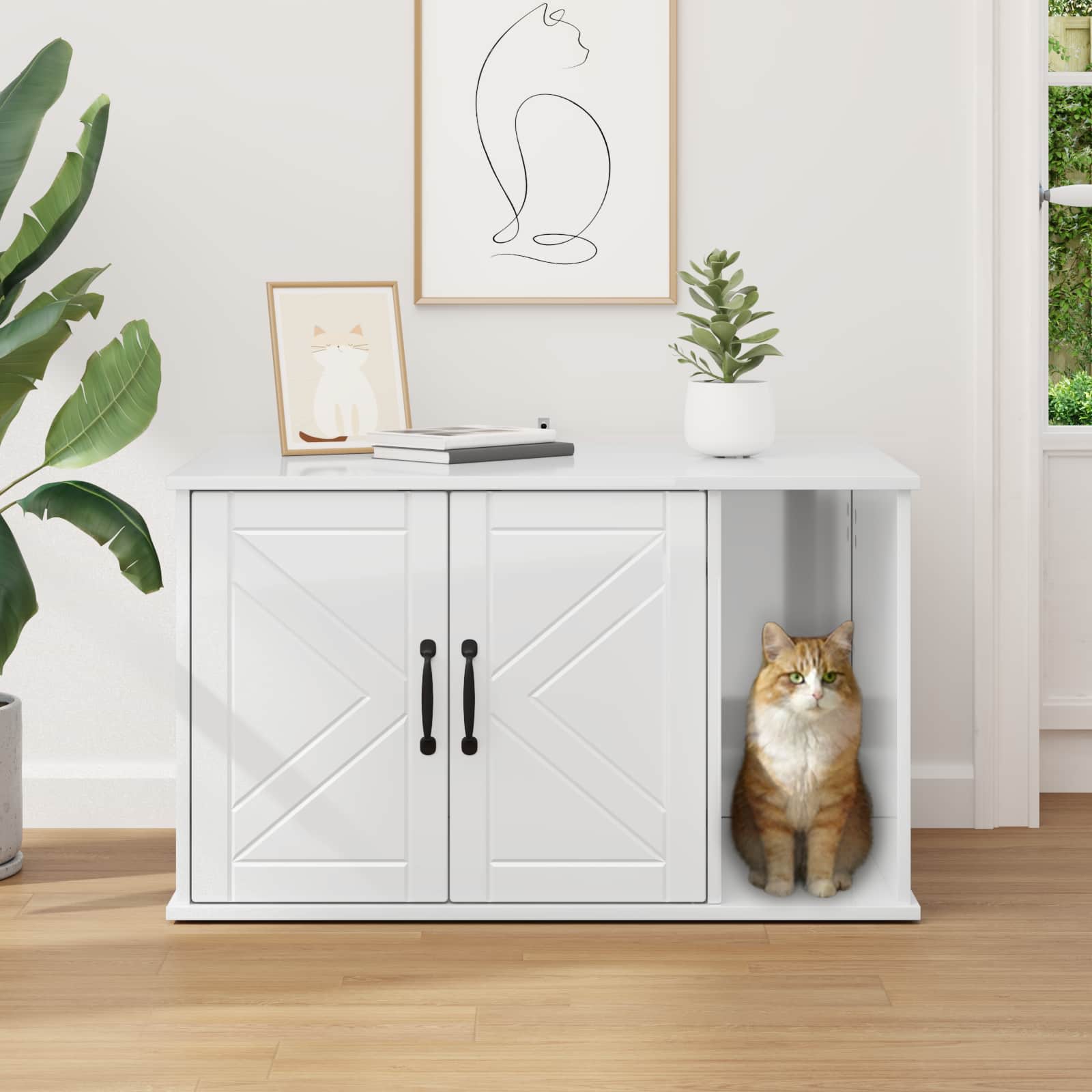 Casa per Gatti Bianco Lucido 85 x 55 x 50 cm Legno multistrato 8000738