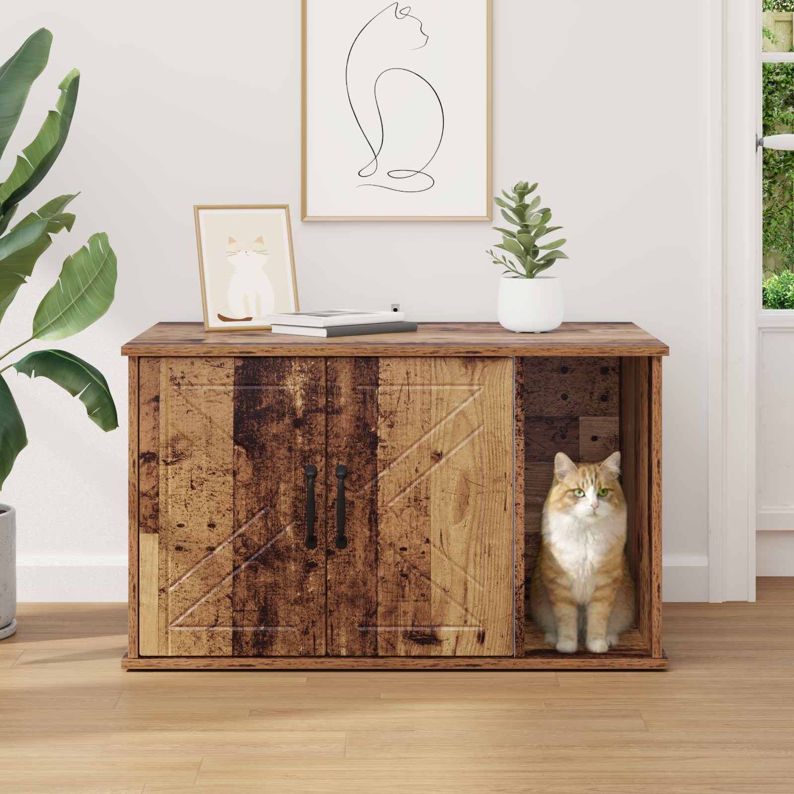 Casa per Gatti Legno vecchio 85 x 55 x 50 cm Legno multistrato 8000741